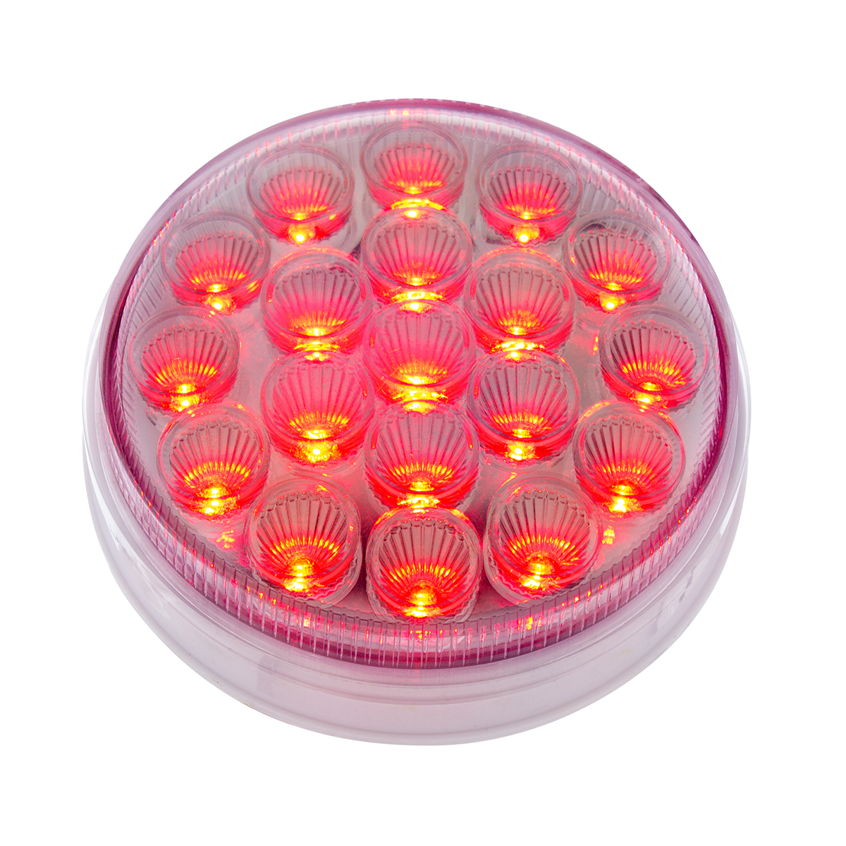 19 LED 4" Round Double Fury Light (Stop, Turn, Tail) With Warning Light - Red & Amber LED/Clear Lens - Thumbnail 6