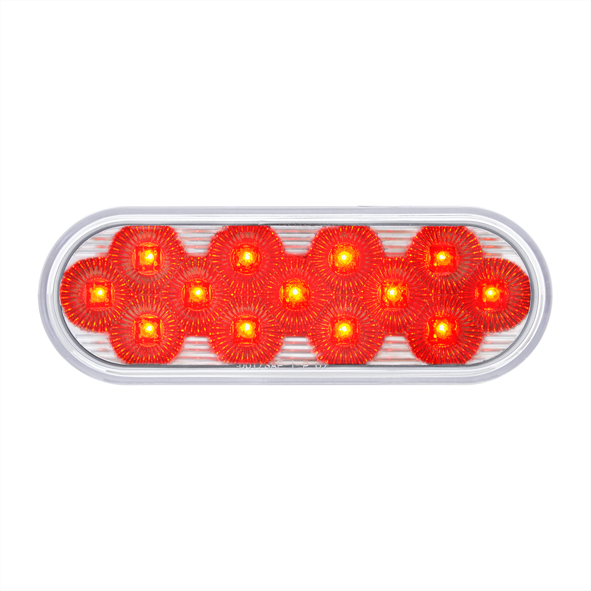13 LED 6" Oval Double Fury Light (Stop, Turn & Tail) With Warning Light - Red & Amber LED/Clear Lens - Thumbnail 2