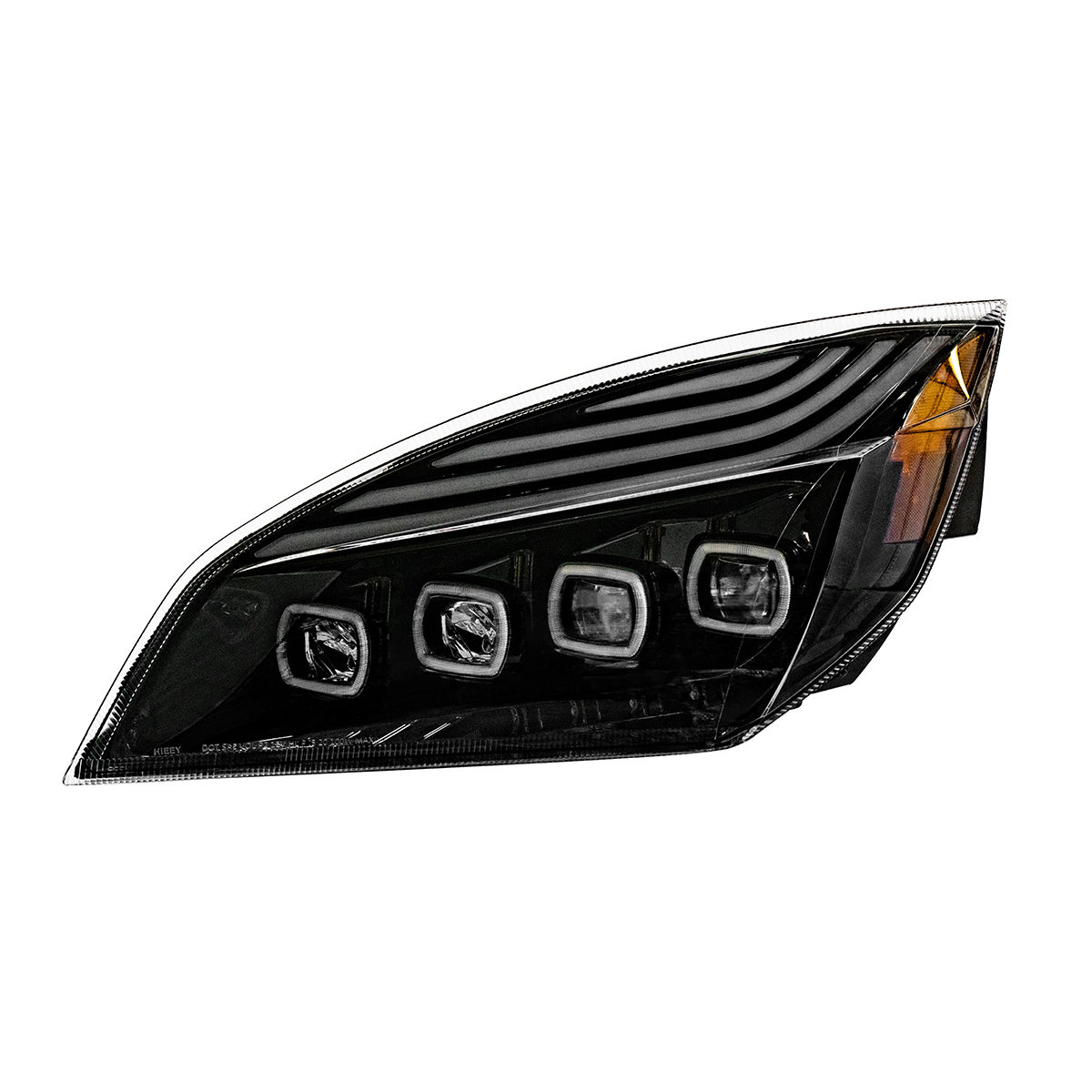 Black Quad-LED Headlight With LED DRL & Seq. Signal For 2018-2024 Freightliner Cascadia - Driver - Thumbnail 2