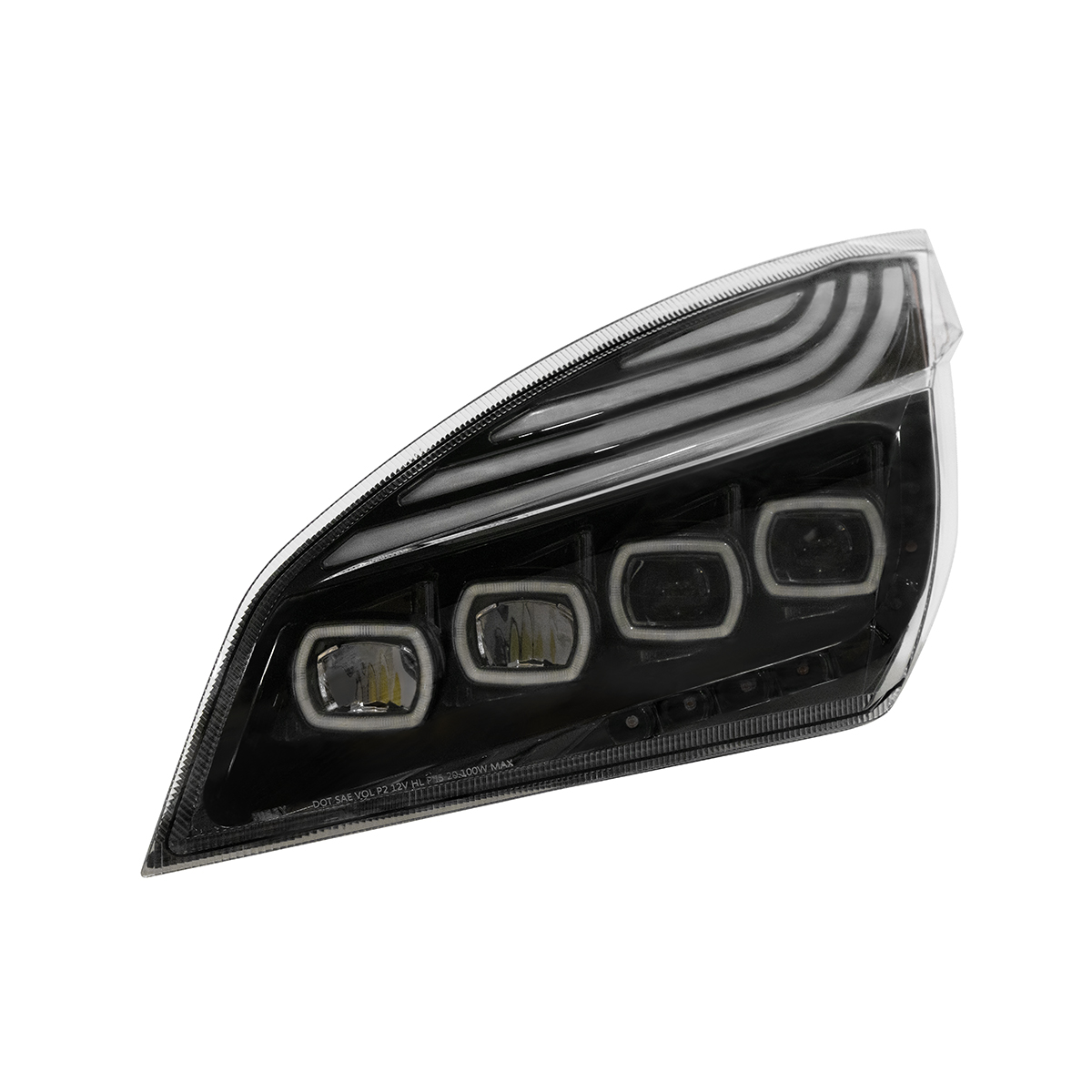 Black Quad-LED Headlight With LED DRL & Seq. Signal For 2018-2024 Freightliner Cascadia - Driver - Thumbnail 4