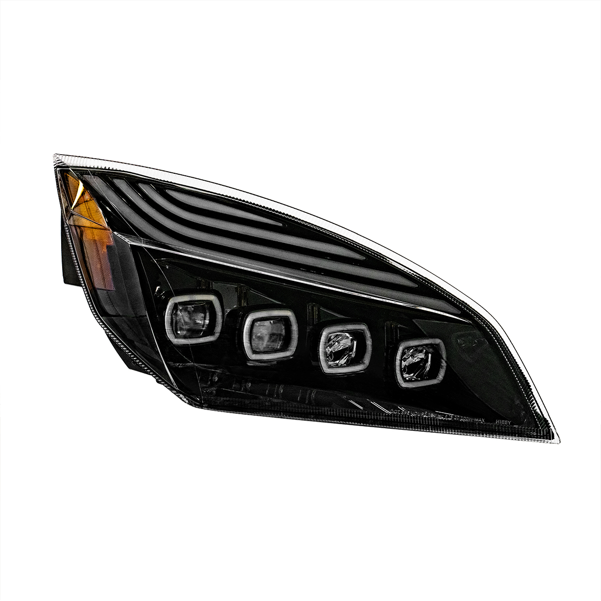 Black Quad-LED Headlight With LED DRL & Seq. Signal For 2018-2024 Freightliner Cascadia - Passenger - Thumbnail 2
