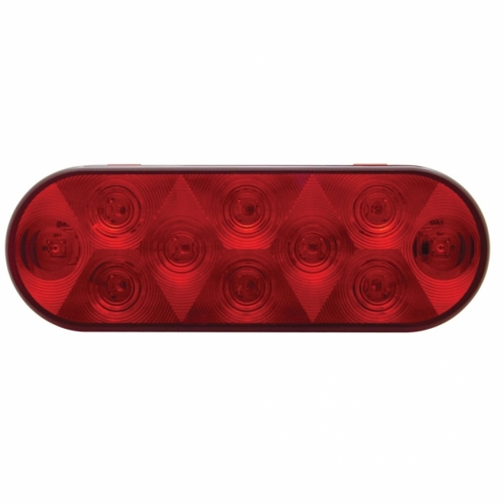 10 LED Oval Light (Stop, Turn & Tail) - Red LED/Red Lens (Bulk)
