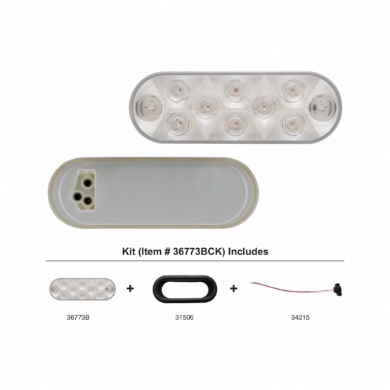 10 LED 6" Oval Utility Light Kit - White LED/Clear Lens