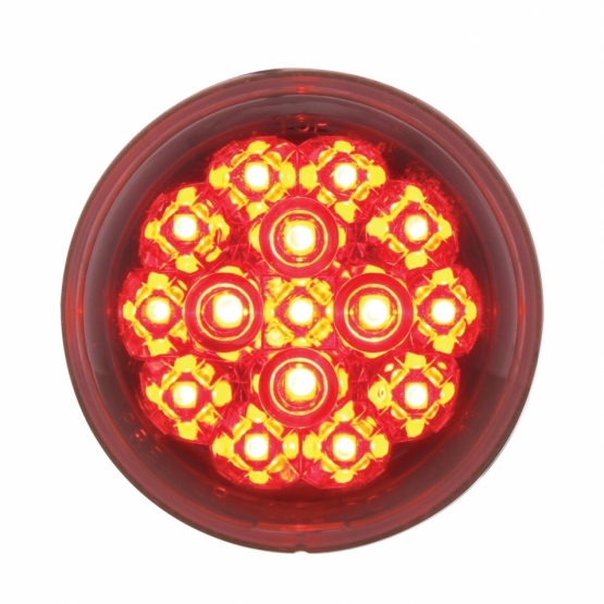 15 LED 2-3/8" Dual Function Signal Light For Harley Motorcycle - Red LED/Clear Lens