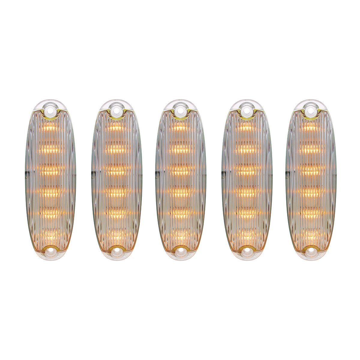 6 Amber LED Cab Lights For 2008-2017 Freightliner Cascadia - Clear Lens (5-Pack)