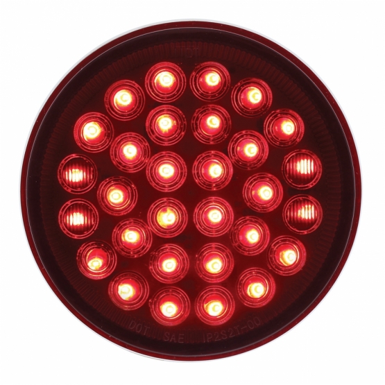 30 LED 4" Round Light (Stop, Turn & Tail) - Red LED/Red Lens