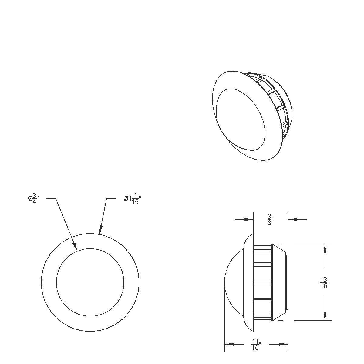 Single SMD LED 3/4" Mini Light (Clearance/Marker) With Rubber Grommet - Red LED/Red Lens - Thumbnail 6