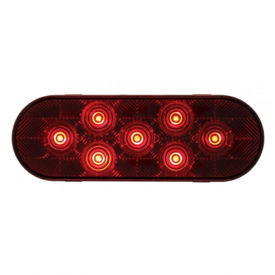 7 LED Oval Light (Stop, Turn & Tail) - Red LED/Red Lens