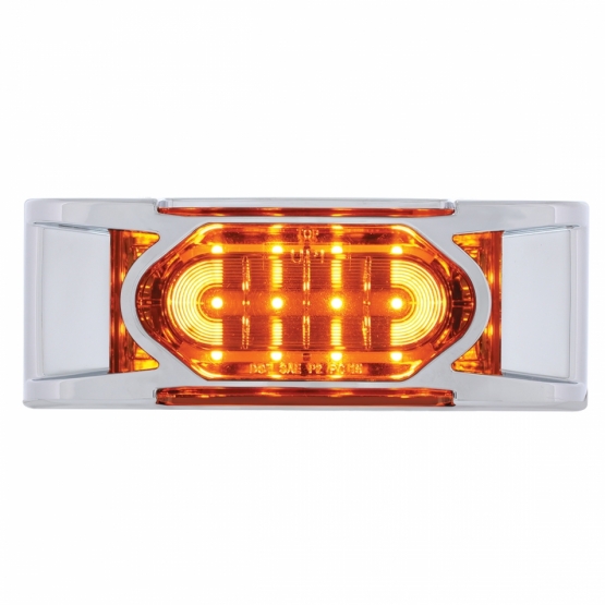 16 LED Reflector Light (Clearance/Marker) With Chrome Bezel - Amber LED/Amber Lens