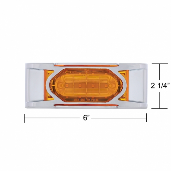 16 LED Reflector Light (Clearance/Marker) With Chrome Bezel - Amber LED/Amber Lens - Thumbnail 5