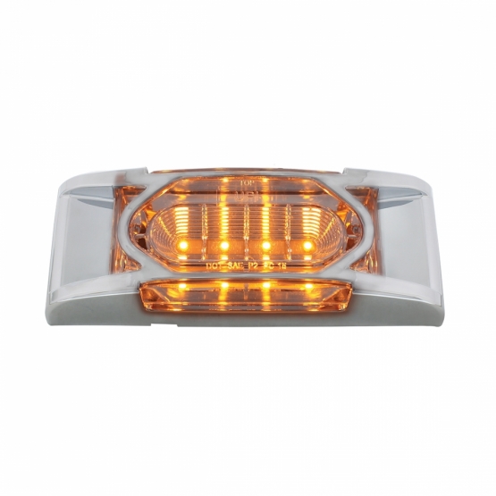 16 LED Reflector Light (Clearance/Marker) With Chrome Bezel - Amber LED/Clear Lens - Thumbnail 4