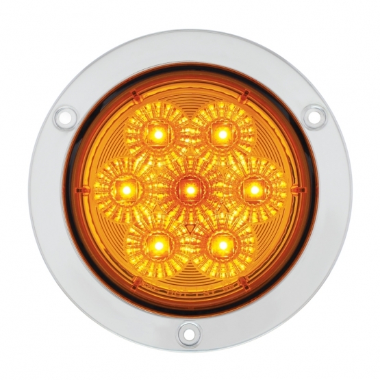 7 LED 4" SS Flange Turn Signal Light - Amber LED/Amber Lens