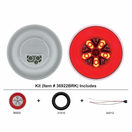 18 LED 4" Round GloLight Kit (Stop, Turn & Tail) - Red LED/Red Lens (Each)