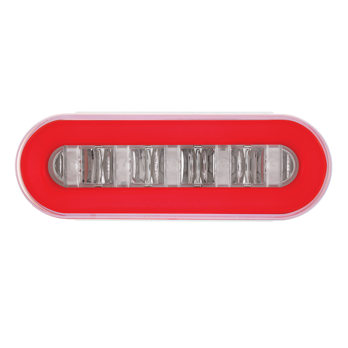 22 LED 6" Oval GloLight With Divider Bar Inner Design (Stop, Turn & Tail) - Red LED/Red Insert (Card) - Thumbnail 2
