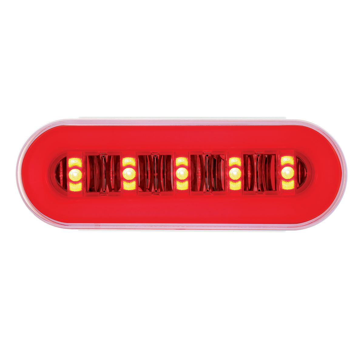 22 LED 6" Oval GloLight With Divider Bar Inner Design (Stop, Turn & Tail) - Red LED/Red Insert (Bulk)
