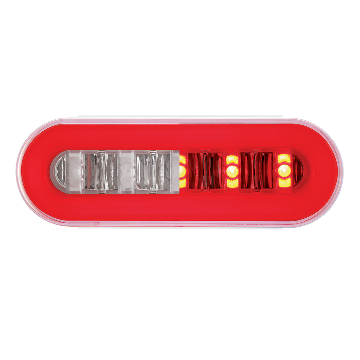 22 LED 6" Oval GloLight With Divider Bar Inner Design (Stop, Turn & Tail) - Red LED/Red Insert (Bulk) - Thumbnail 3