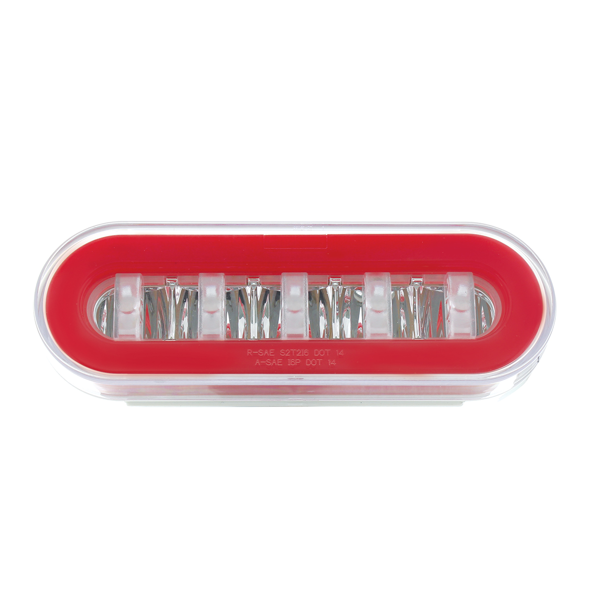 22 LED 6" Oval GloLight With Divider Bar Inner Design (Stop, Turn & Tail) - Red LED/Red Insert (Bulk) - Thumbnail 4