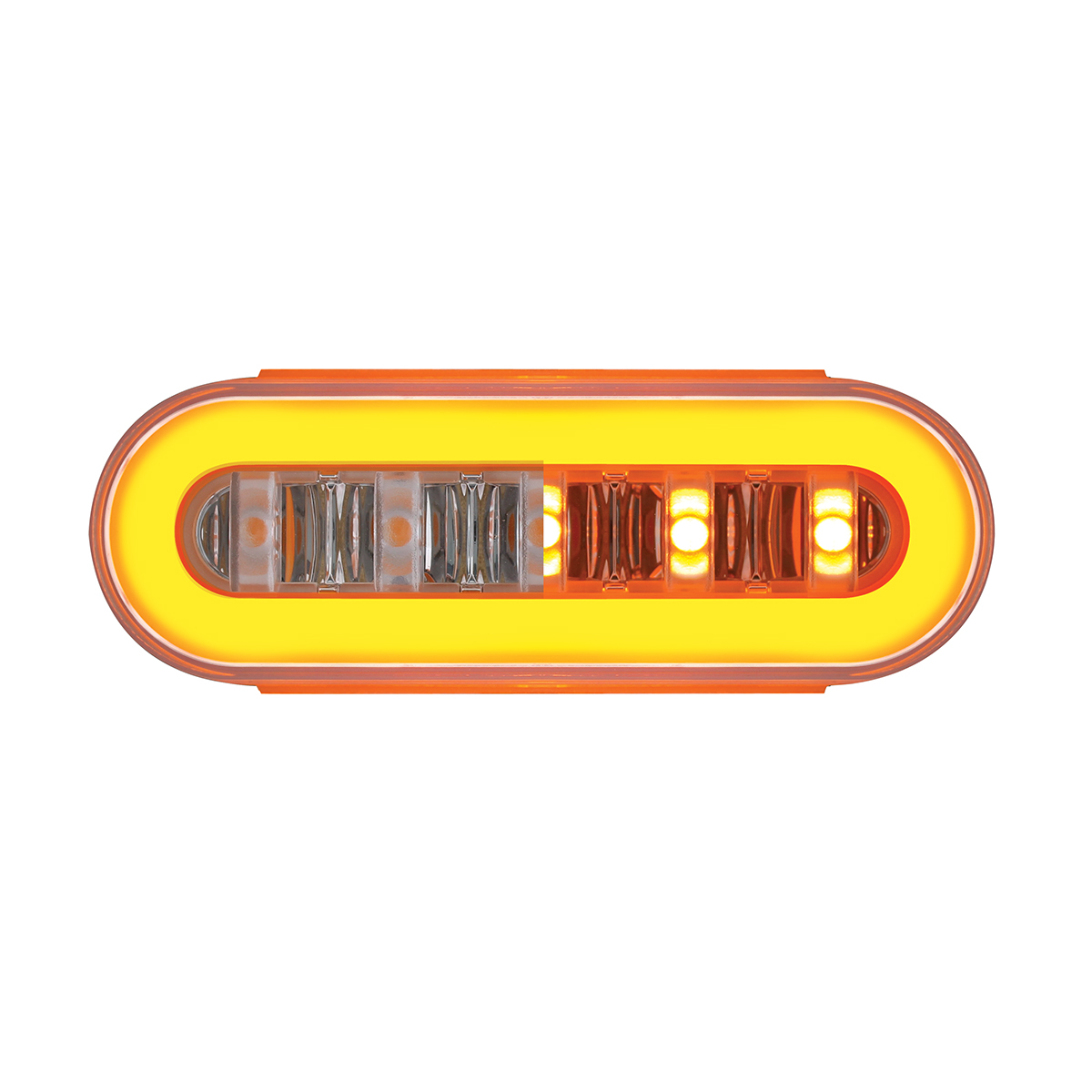 22 LED 6" Oval Clear Lens With Halo Insert GloLight Light - Amber LEDs/Amber Insert (Bulk) - Thumbnail 3