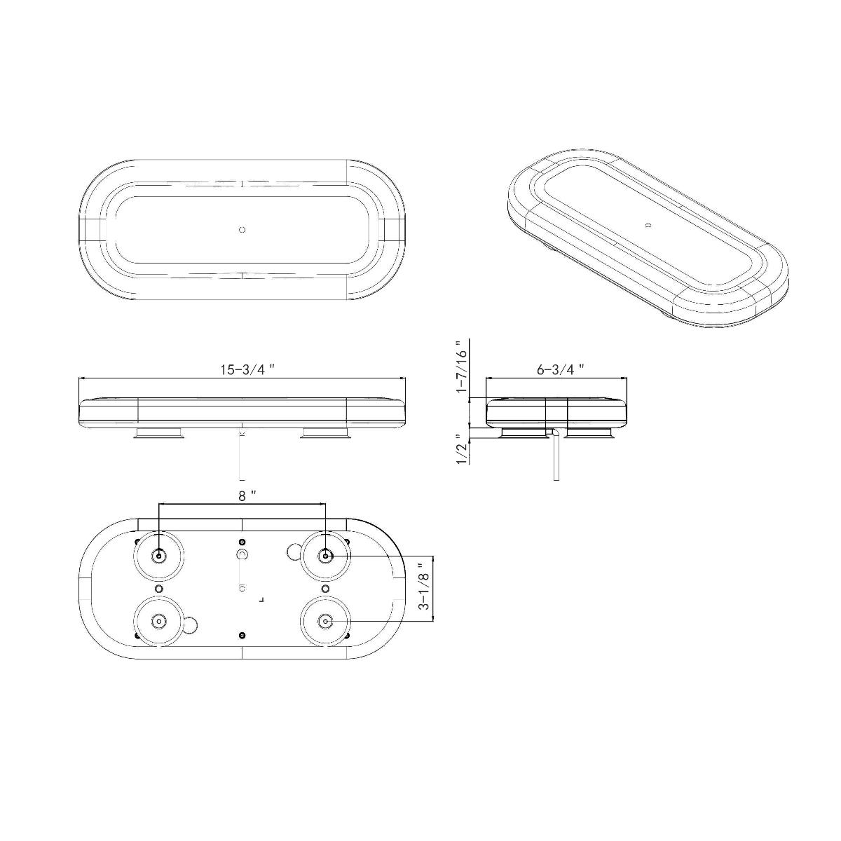 42 High Power LED Micro Warning Light Bar With Clear Lens - Magnet Mount - Thumbnail 3