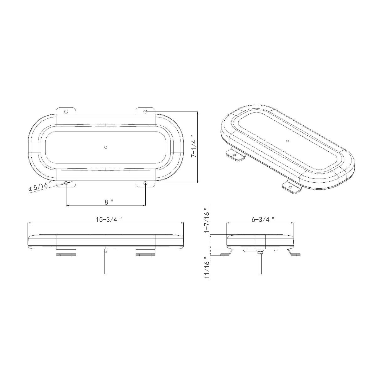 42 High Power LED Micro Warning Light Bar With Amber Lens - Permanent Mount - Thumbnail 7