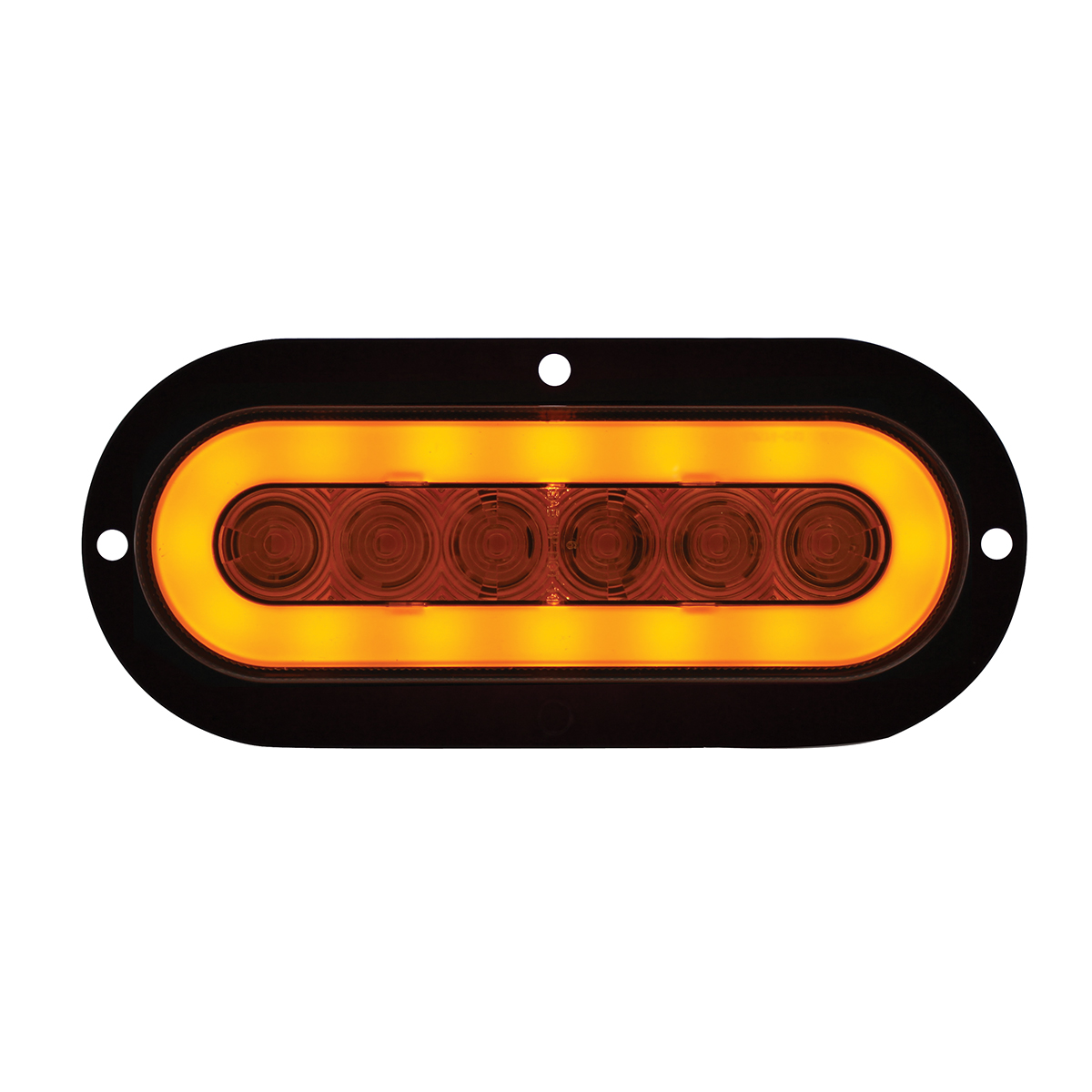22 LED 6" Oval Flange Mount GloLight (Turn Signal) - Amber LED/Amber Lens - Thumbnail 2