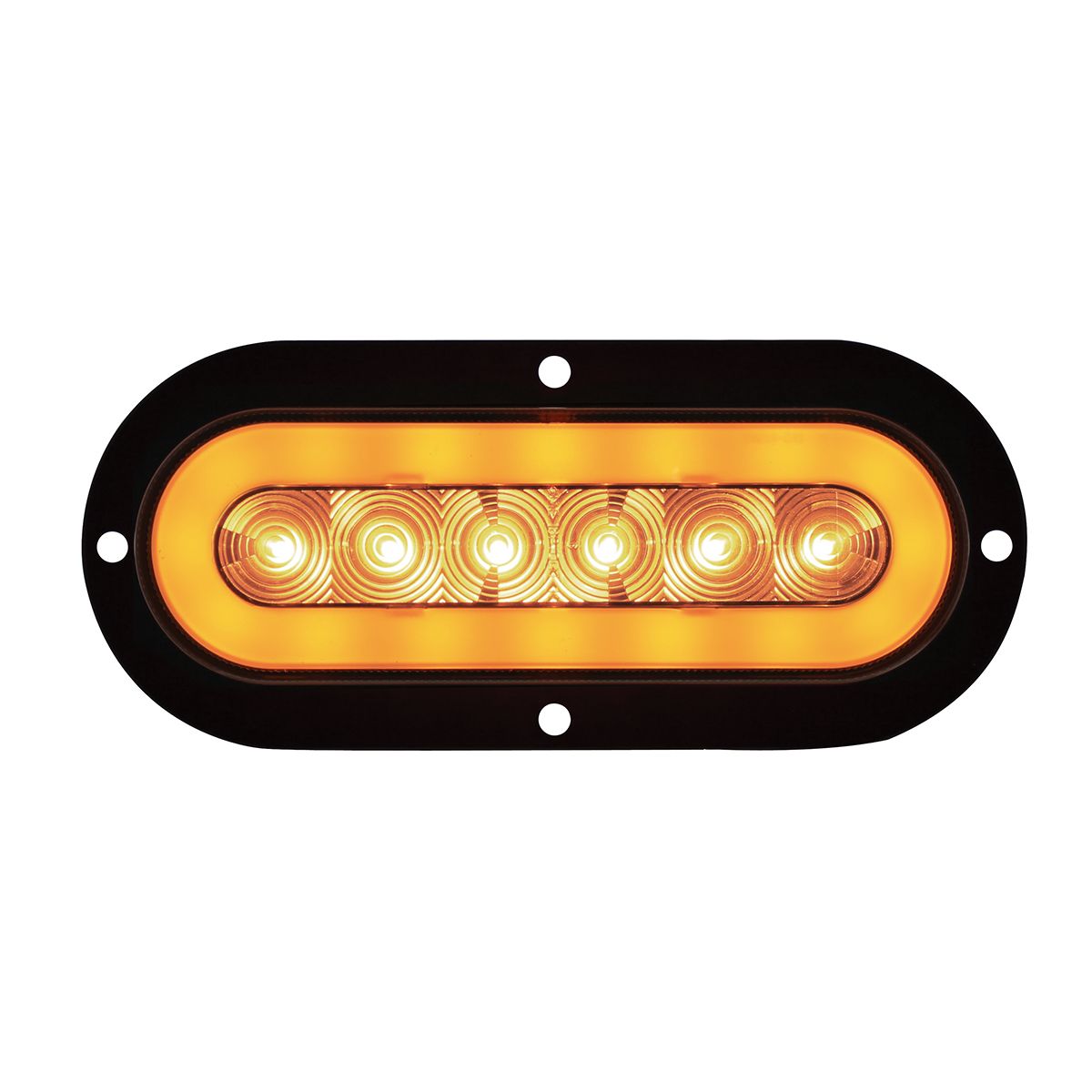 22 LED 6" Oval Flange Mount GloLight (Turn Signal) - Amber LED/Clear Lens