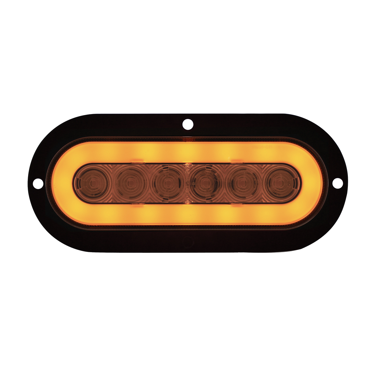 22 LED 6" Oval Flange Mount GloLight (Turn Signal) - Amber LED/Clear Lens - Thumbnail 2