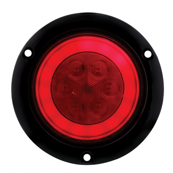 21 LED 4" Round Flange Mount GloLight (Stop, Turn & Tail) - Red LED/Red Lens - Thumbnail 2