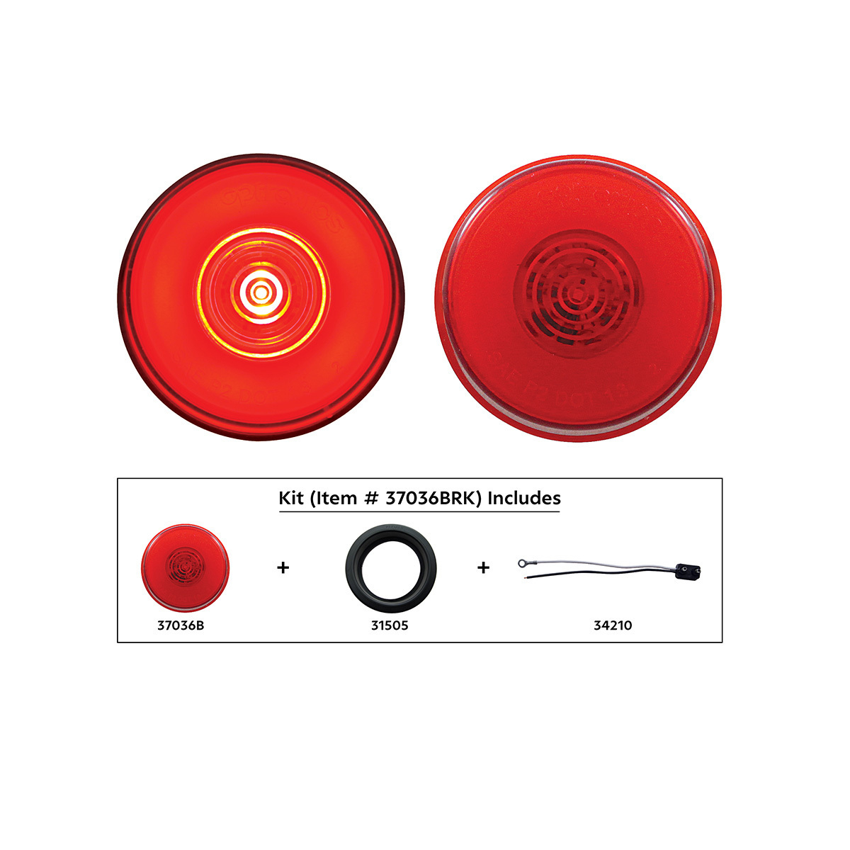 6 LED 2" Round GloLight (Clearance/Marker) - Red LED/Red Lens (Kit) - Thumbnail 6