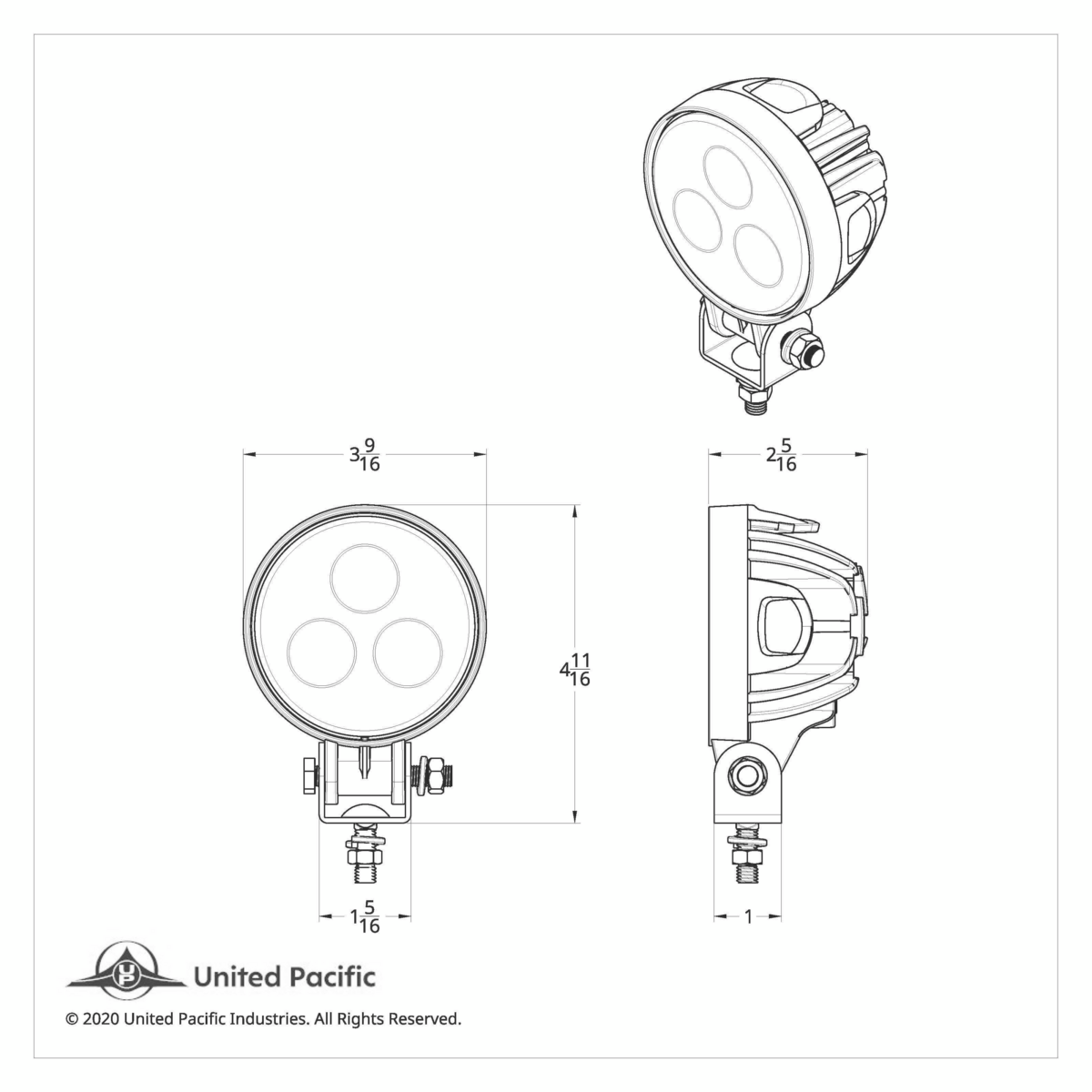 3 High Power LED Round Compact Work Light - Thumbnail 6