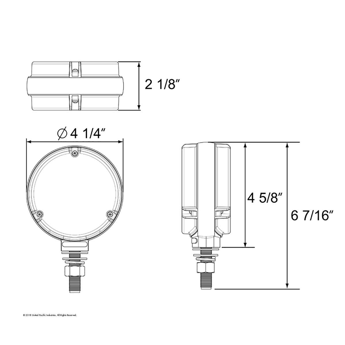 54 LED Single Stud Double Face GloLight (Turn Signal) - Amber & Red LED/Clear Lens - Thumbnail 4