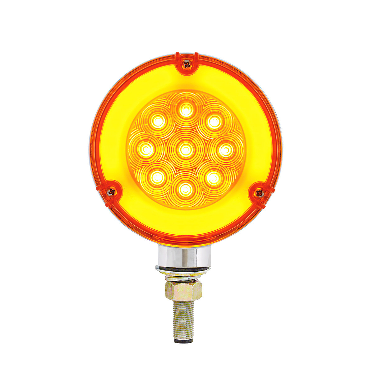 54 LED Single Stud Double Face GloLight (Turn Signal) - Amber & Red LED/Clear Lens - Thumbnail 5