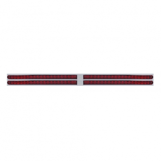Chrome Top Mud Flap Plate With Four 19 LED 24" Reflector Light Bars - Red LED/Red Lens (Each)
