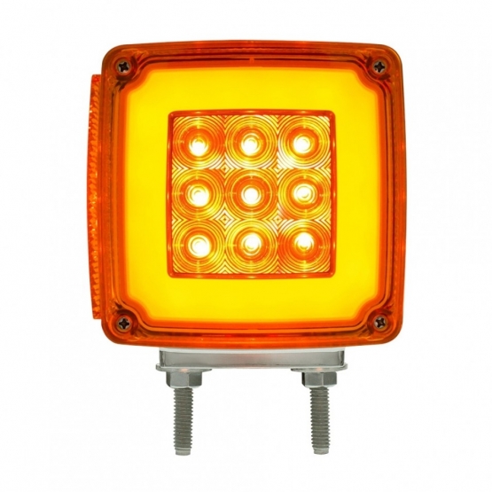 53 LED Double Stud Double Face GloLight With Side Marker (Turn Signal) Passenger - Amber & Red LED/Amber & Red Lens - Thumbnail 2
