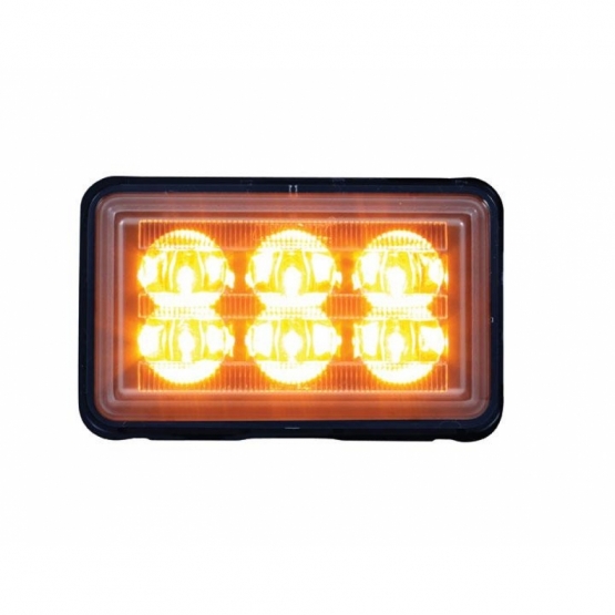 6 High Power LED Rectangular Warning Light With Bracket - Amber LED (Bulk)