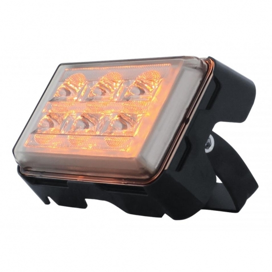 6 High Power LED Rectangular Warning Light With Bracket - Amber LED (Bulk) - Thumbnail 3