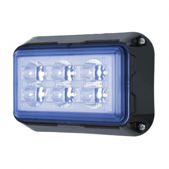 6 High Power LED Rectangular Warning Light - Blue LED (Bulk) - Thumbnail 3