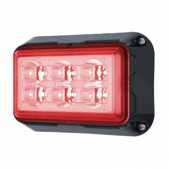 6 High Power LED Rectangular Warning Light - Red LED (Bulk) - Thumbnail 3