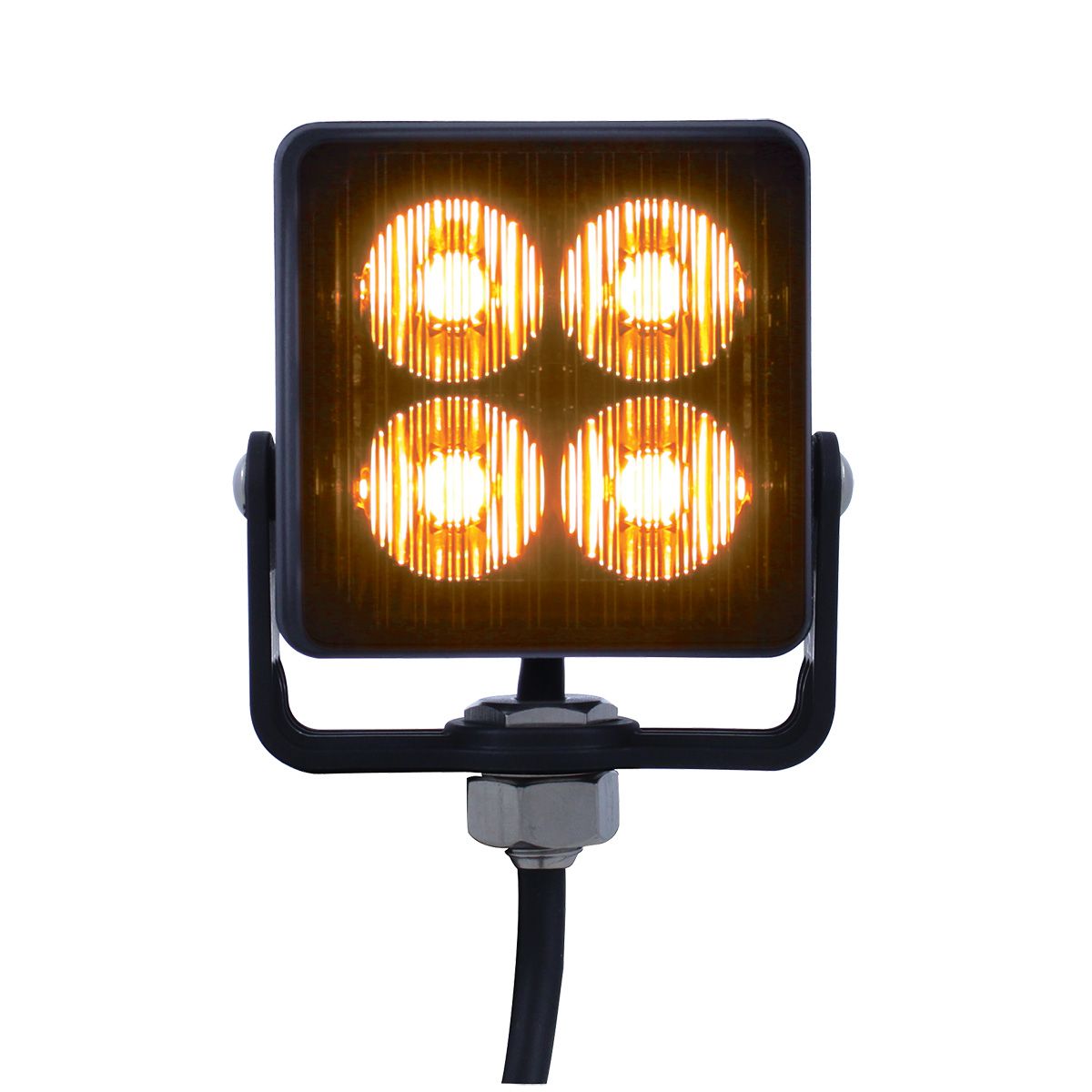 4 High Power LED Square Warning Lighthead - Amber LED (Bulk)