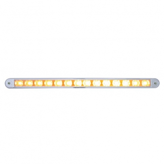 14 LED 12" Auxiliary Warning Light Bar With Bezel - Amber LED/Clear Lens