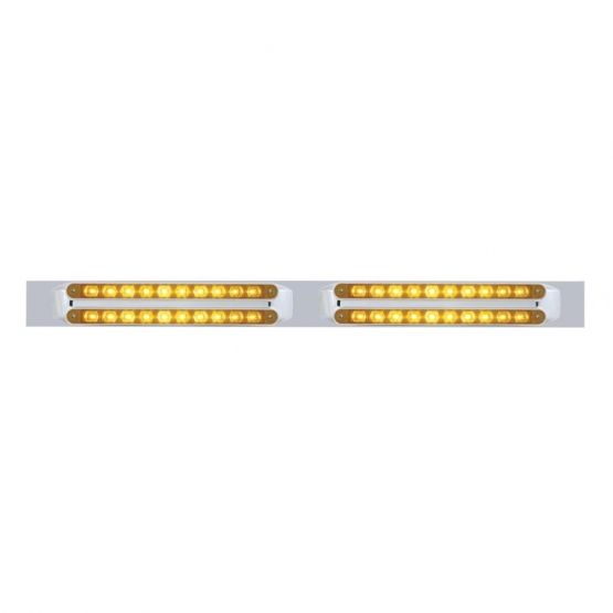 Chrome Top Mud Flap Plate With Four 10 LED 9" Light Bars - Amber LED/Amber Lens (Each)