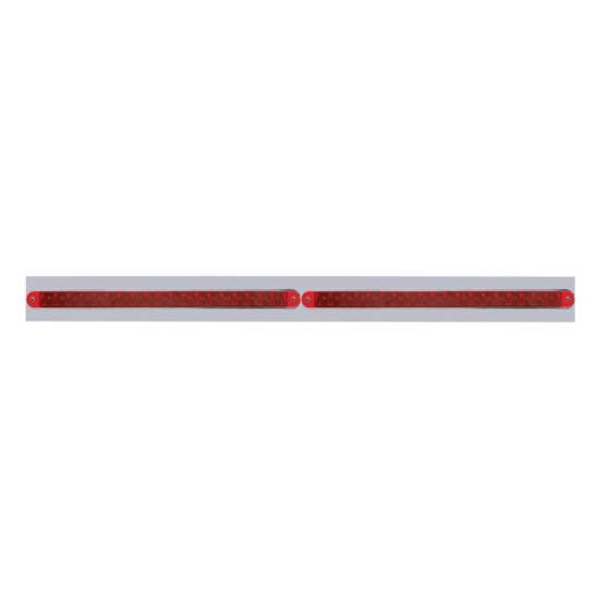 Chrome Top Mud Flap Plate With Two 19 LED 12" Reflector Light Bars - Red LED/Red Lens (Each)