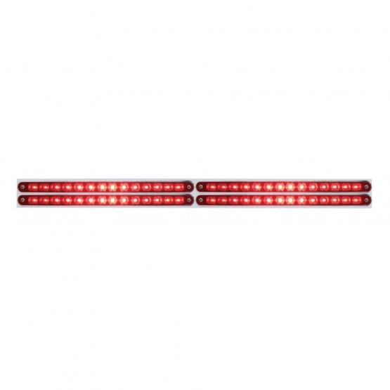 Chrome Top Mud Flap Plate With Four 14 LED 12" Light Bars - Red LED/Red Lens (Each) - Thumbnail 2