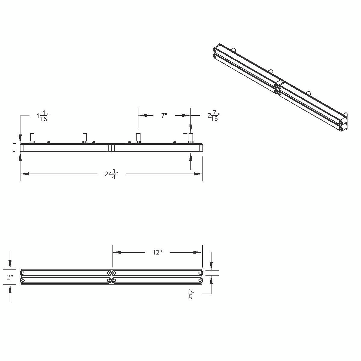 Chrome Top Mud Flap Plate With Four 14 LED 12" Light Bars - Red LED/Chrome Lens (Each) - Thumbnail 2
