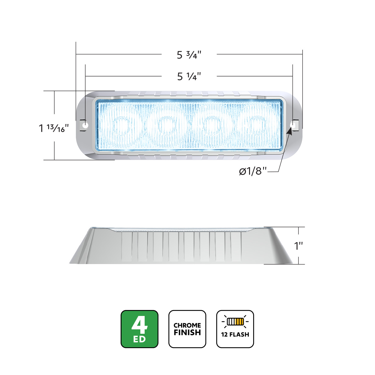 4 LED Warning Light - White LED - Thumbnail 6