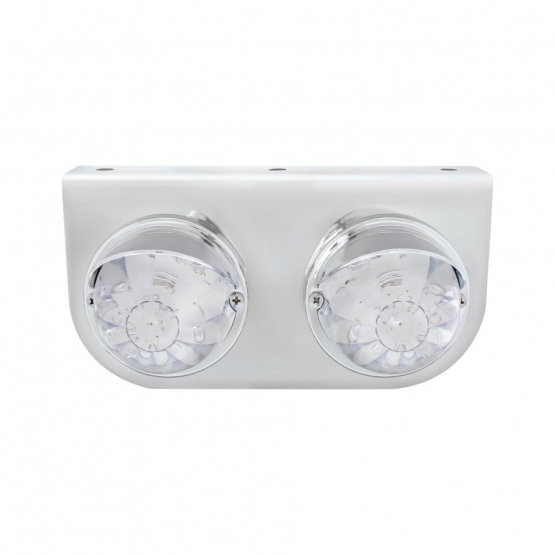 SS Light Bracket With 2X 17 LED Dual Function Watermelon Lights & Visors - Amber LED/Clear Lens