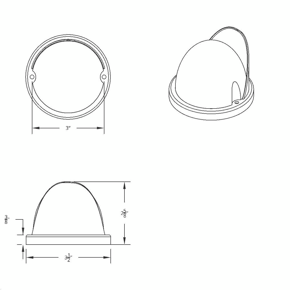17 LED Beehive Flush Mount Kit With Visor - Amber LED/Amber Lens - Thumbnail 2