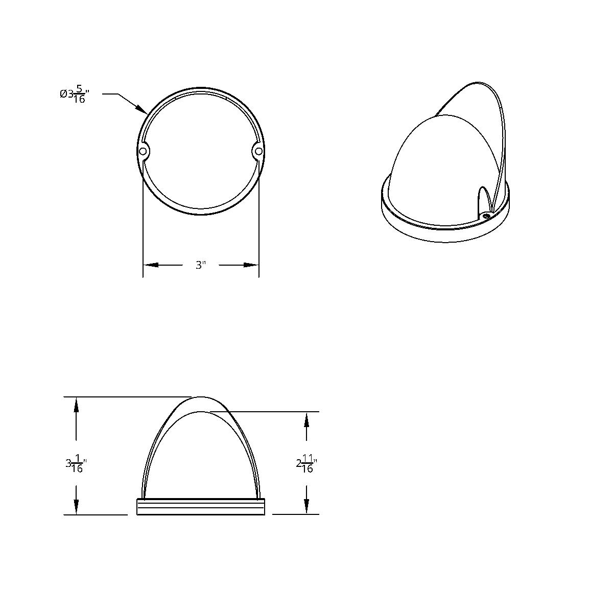 17 LED Reflector Watermelon Flush Mount Kit With Visor - Amber LED/Amber Lens - Thumbnail 2