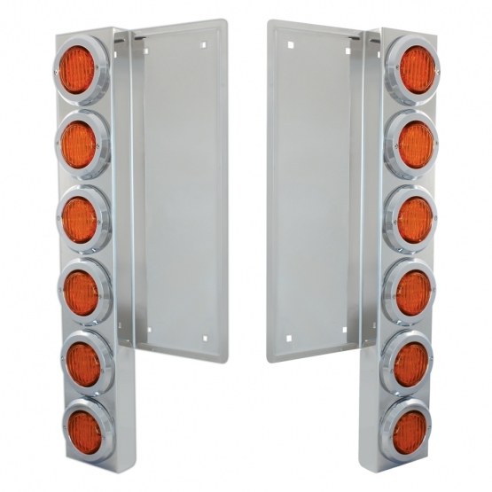 FL SS Front Air Cleaner Bracket W/12X 9 LED 2" Lights & Bezels -Amber LED & Lens