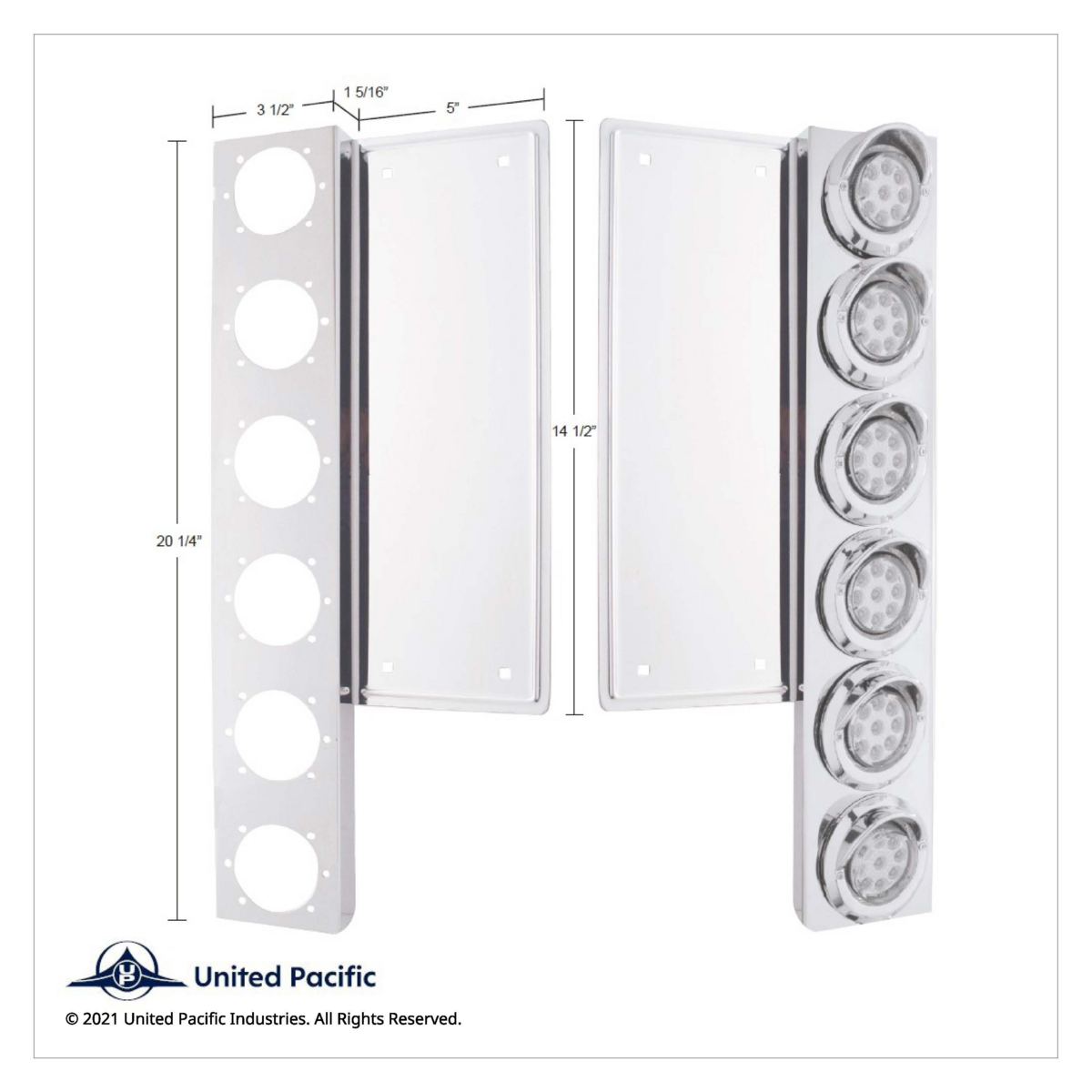 FL SS Front Air Cleaner Bracket W/12X 9 LED 2" Beehive Lights & Bezels -Amber LED & Lens - Thumbnail 2